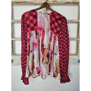 Bl-nk Miranda Peasant Blouse Semi Sheer Balloon Sleeves with frill cuff Xsmall